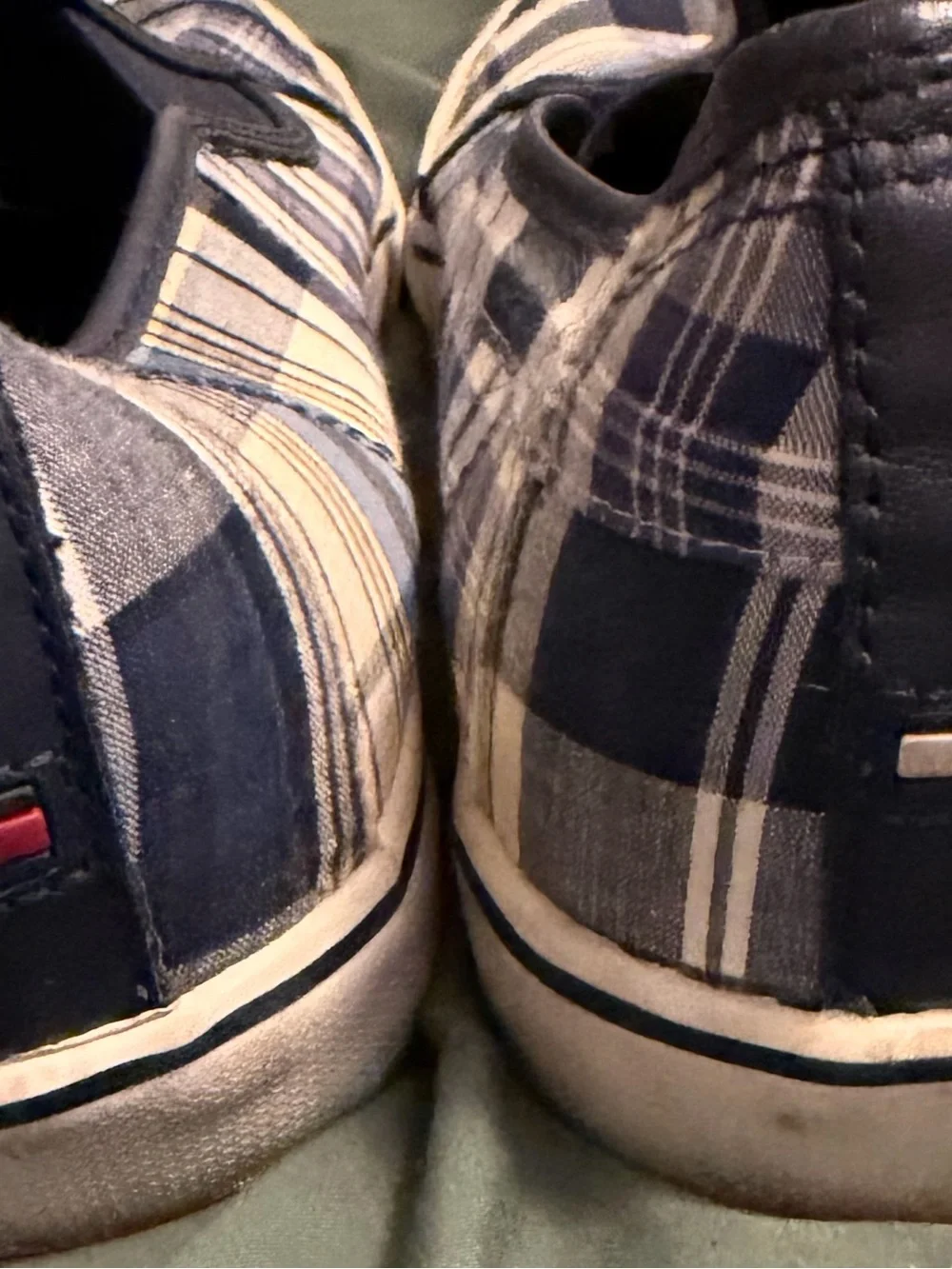 Tommy Hilfiger Men's Blue, White & Yellow Plaid Slip-On Loafers